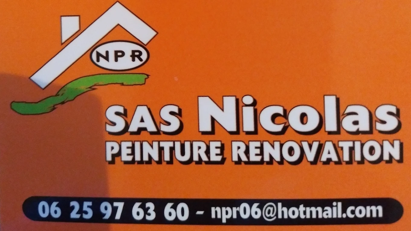 Carte de NPR — Nicolas Peinture Rénovation, téléphone 06 25 97 63 60, e-mail npr06@hotmail.com